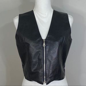 Black Birds Leather Vest